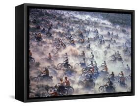 Motorcyclists Racing 75 Miles Cross Country Through Mojave Desert-Bill Eppridge-Framed Stretched Canvas