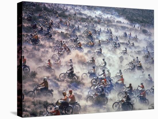 Motorcyclists Racing 75 Miles Cross Country Through Mojave Desert-Bill Eppridge-Stretched Canvas