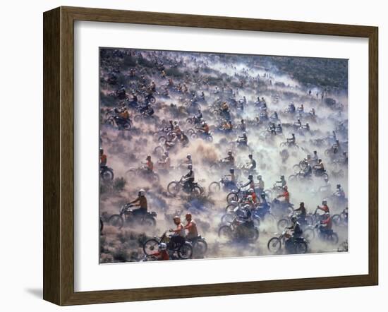 Motorcyclists Racing 75 Miles Cross Country Through Mojave Desert-Bill Eppridge-Framed Photographic Print