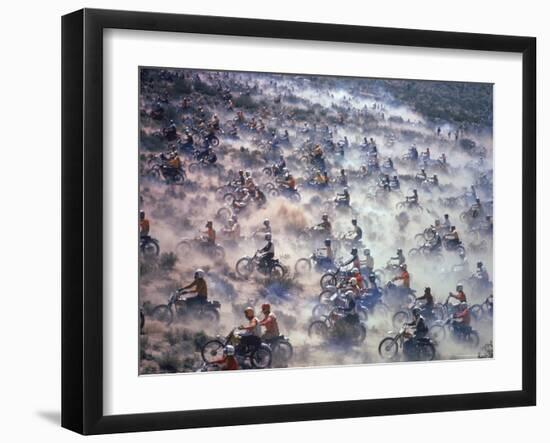 Motorcyclists Racing 75 Miles Cross Country Through Mojave Desert-Bill Eppridge-Framed Photographic Print