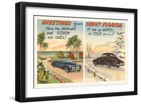 Motoring in Florida Versus the North-null-Framed Art Print