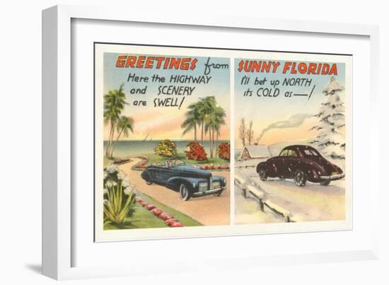 Motoring in Florida Versus the North-null-Framed Art Print