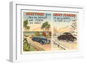 Motoring in Florida Versus the North-null-Framed Art Print