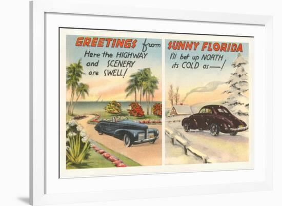 Motoring in Florida Versus the North-null-Framed Premium Giclee Print