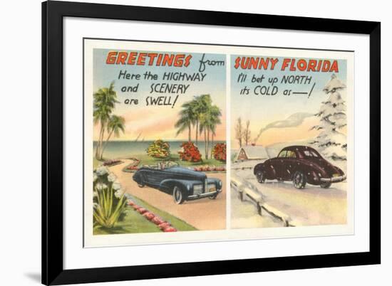 Motoring in Florida Versus the North-null-Framed Premium Giclee Print