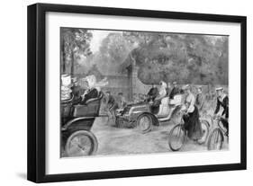 Motors and Cycles in Kensington High Street, London, 1903-Percy FS Spence-Framed Giclee Print