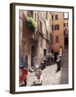 Motorscooters on Residential Street near Vatican City, Rome, Italy-Connie Ricca-Framed Premium Photographic Print