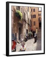 Motorscooters on Residential Street near Vatican City, Rome, Italy-Connie Ricca-Framed Premium Photographic Print