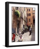 Motorscooters on Residential Street near Vatican City, Rome, Italy-Connie Ricca-Framed Photographic Print