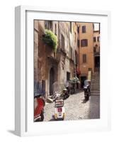 Motorscooters on Residential Street near Vatican City, Rome, Italy-Connie Ricca-Framed Photographic Print