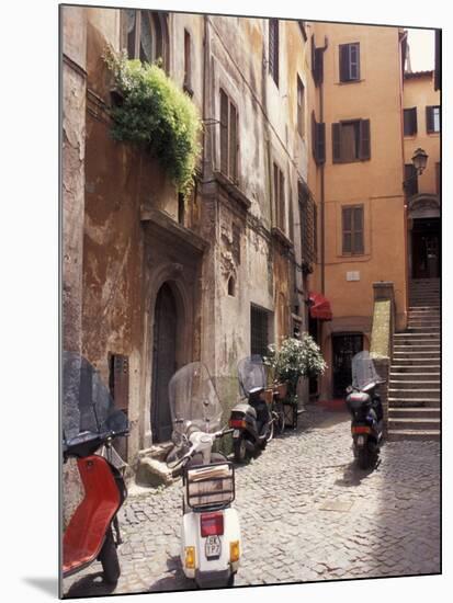 Motorscooters on Residential Street near Vatican City, Rome, Italy-Connie Ricca-Mounted Photographic Print
