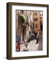 Motorscooters on Residential Street near Vatican City, Rome, Italy-Connie Ricca-Framed Photographic Print