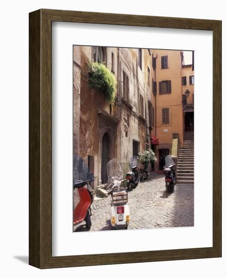 Motorscooters on Residential Street near Vatican City, Rome, Italy-Connie Ricca-Framed Photographic Print