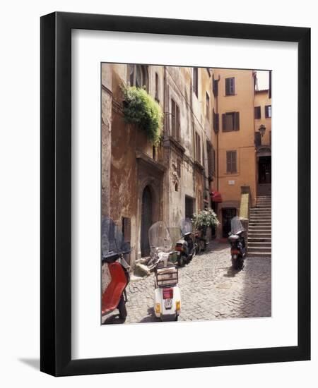 Motorscooters on Residential Street near Vatican City, Rome, Italy-Connie Ricca-Framed Photographic Print