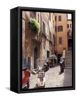 Motorscooters on Residential Street near Vatican City, Rome, Italy-Connie Ricca-Framed Stretched Canvas