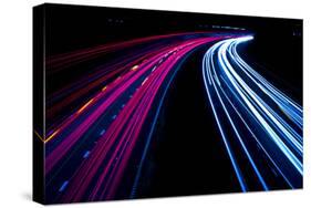 Motorway Light Trails-urbanbuzz-Stretched Canvas