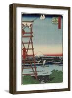 Motoyanagi Bridge and Ekoin Temple in Ryogoku, May 1857-Utagawa Hiroshige-Framed Giclee Print