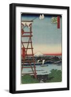 Motoyanagi Bridge and Ekoin Temple in Ryogoku, May 1857-Utagawa Hiroshige-Framed Giclee Print