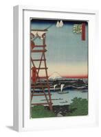 Motoyanagi Bridge and Ekoin Temple in Ryogoku, May 1857-Utagawa Hiroshige-Framed Giclee Print