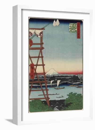 Motoyanagi Bridge and Ekoin Temple in Ryogoku, May 1857-Utagawa Hiroshige-Framed Giclee Print