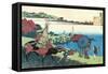 Motoyoshi Shinno,890-943,an imperial prince:The Bay of Naniwa.-Katsushika Hokusai-Framed Stretched Canvas