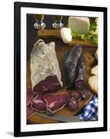 Motsetta (Mocetta), Chamois/Beef Meat Salted, Seasoned,Dried, Boudin Sausages, Goat Cheese, Italy-Nico Tondini-Framed Premium Photographic Print