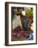 Motsetta (Mocetta), Chamois/Beef Meat Salted, Seasoned,Dried, Boudin Sausages, Goat Cheese, Italy-Nico Tondini-Framed Photographic Print