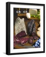 Motsetta (Mocetta), Chamois/Beef Meat Salted, Seasoned,Dried, Boudin Sausages, Goat Cheese, Italy-Nico Tondini-Framed Photographic Print