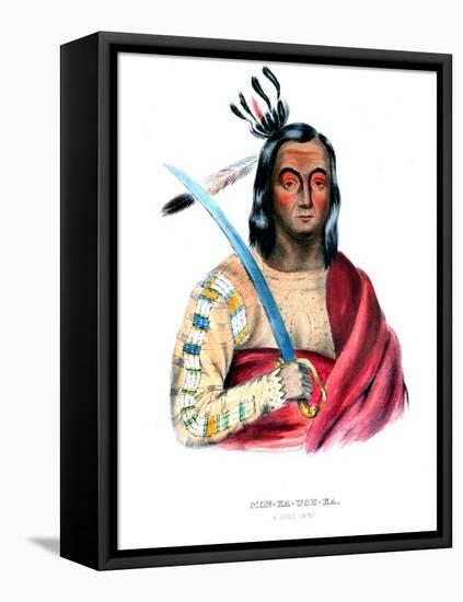 Moukaushka ('The Trembling Earth'), a Yankton Sioux chief-George Cooke-Framed Stretched Canvas