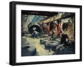 Moulding Tyres for Lancaster and Halifax Bombers-Terence Cuneo-Framed Giclee Print