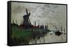 Moulin a Zaandam (Windmill at Zaandam)-Claude Monet-Framed Stretched Canvas