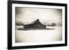 Moulton Barn and Tetons in winter, Grand Teton National Park, Wyoming, USA-Russ Bishop-Framed Photographic Print