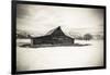 Moulton Barn and Tetons in winter, Grand Teton National Park, Wyoming, USA-Russ Bishop-Framed Photographic Print