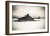 Moulton Barn and Tetons in winter, Grand Teton National Park, Wyoming, USA-Russ Bishop-Framed Photographic Print