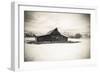 Moulton Barn and Tetons in winter, Grand Teton National Park, Wyoming, USA-Russ Bishop-Framed Photographic Print