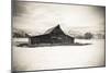 Moulton Barn and Tetons in winter, Grand Teton National Park, Wyoming, USA-Russ Bishop-Mounted Photographic Print