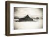 Moulton Barn and Tetons in winter, Grand Teton National Park, Wyoming, USA-Russ Bishop-Framed Photographic Print