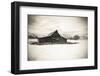 Moulton Barn and Tetons in winter, Grand Teton National Park, Wyoming, USA-Russ Bishop-Framed Photographic Print