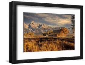 Moulton barn at sunrise and Teton Range, Grand Teton National Park.-Adam Jones-Framed Photographic Print