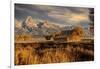 Moulton barn at sunrise and Teton Range, Grand Teton National Park.-Adam Jones-Framed Photographic Print