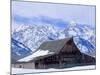 Moulton Barn below the Teton Range in winter-Scott T^ Smith-Mounted Photographic Print