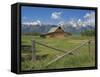 Moulton Barn on Mormon Row with the Grand Tetons Range, Grand Teton National Park, Wyoming, USA-Neale Clarke-Framed Stretched Canvas