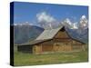 Moulton Barn on with the Grand Tetons Range, Grand Teton National Park, Wyoming, USA-Neale Clarke-Stretched Canvas