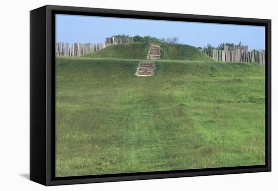 Mound and Part of a Reconstructed Village Palisade at Aztalan State Park, a Middle Mississippian Pe-null-Framed Stretched Canvas