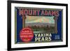 Mount Adams Pear Crate Label - Yakima, WA-Lantern Press-Framed Premium Giclee Print