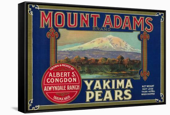 Mount Adams Pear Crate Label - Yakima, WA-Lantern Press-Framed Stretched Canvas