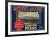 Mount Adams Pear Crate Label - Yakima, WA-Lantern Press-Framed Art Print