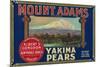 Mount Adams Pear Crate Label - Yakima, WA-Lantern Press-Mounted Art Print