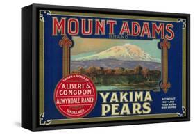 Mount Adams Pear Crate Label - Yakima, WA-Lantern Press-Framed Stretched Canvas