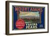 Mount Adams Pear Crate Label - Yakima, WA-Lantern Press-Framed Art Print